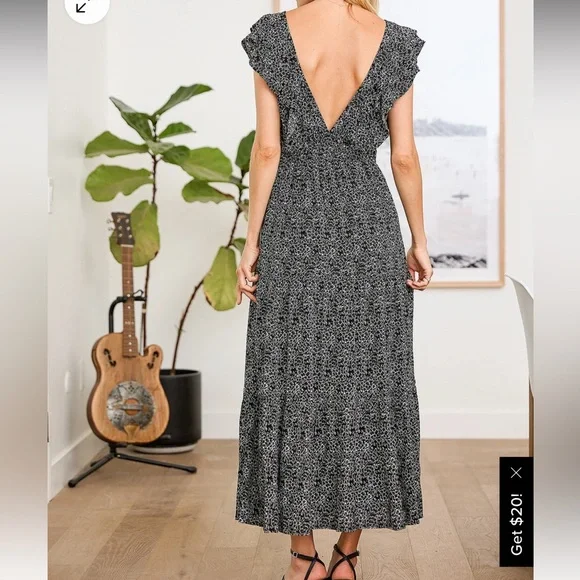 Lulus Black Floral Ruffled Tiered Maxi Dress - Medium - Picture 2 of 5